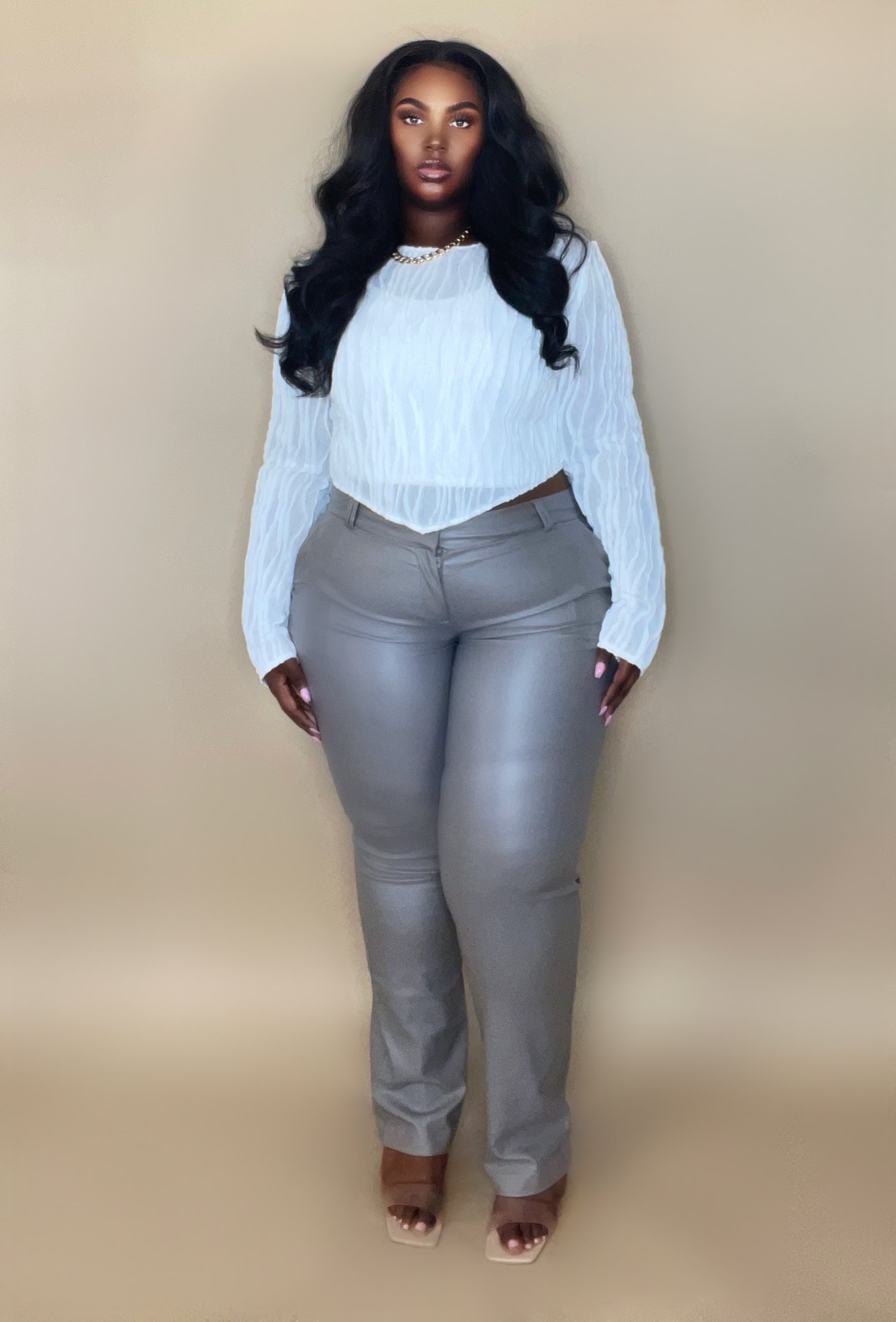 Taupe leather deals pants