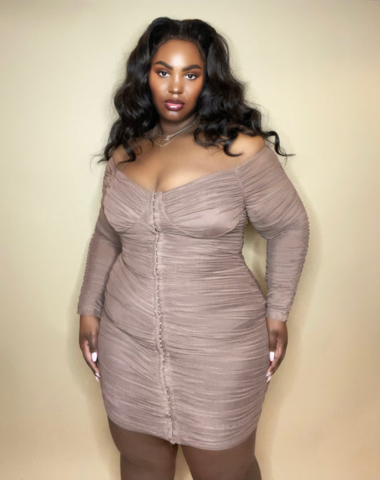 Hooked On You Ruched Mesh Mini Dress - Kourtney Kouture