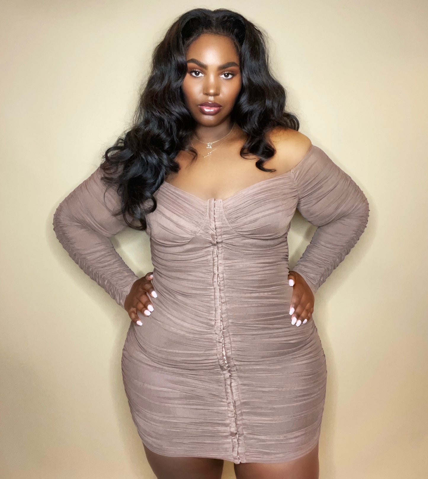 Hooked On You Ruched Mesh Mini Dress - Kourtney Kouture