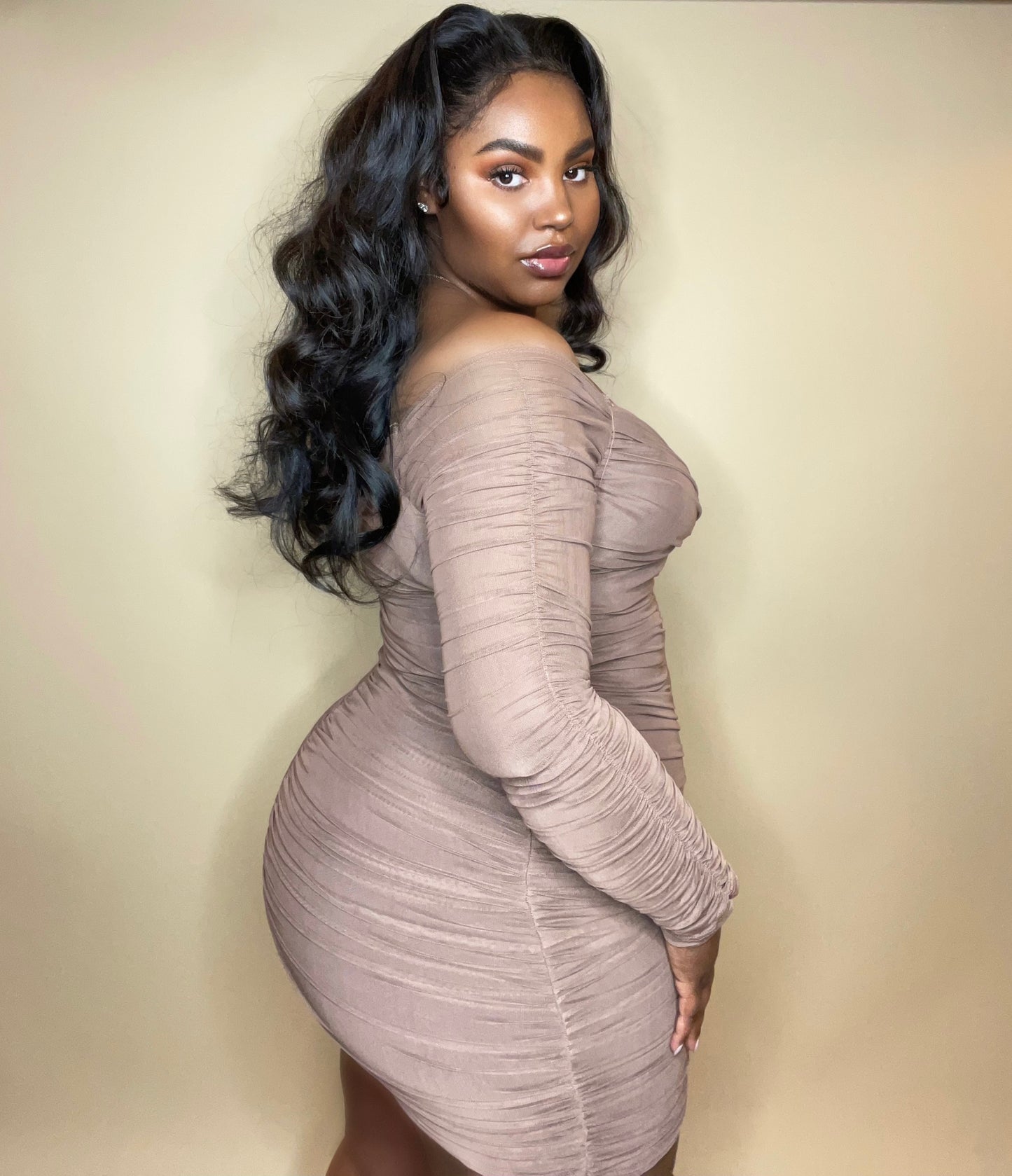 Hooked On You Ruched Mesh Mini Dress - Kourtney Kouture