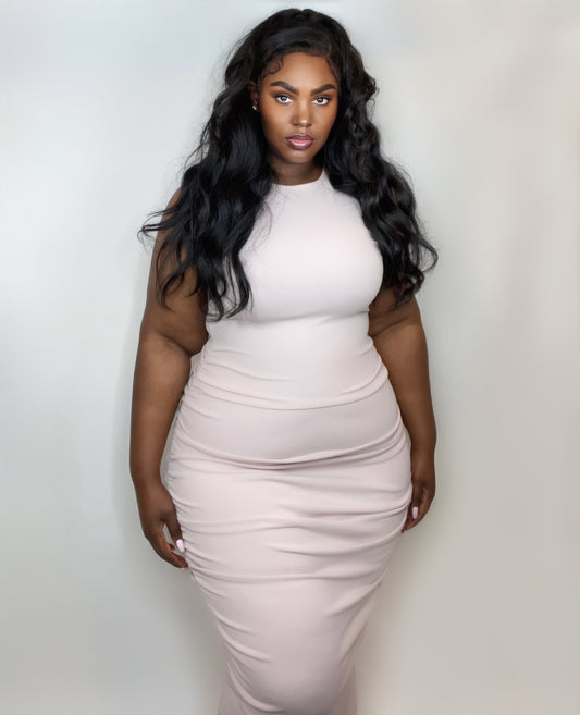 Cater To Me Ribbed Ruched Drawstring Dress - Kourtney Kouture